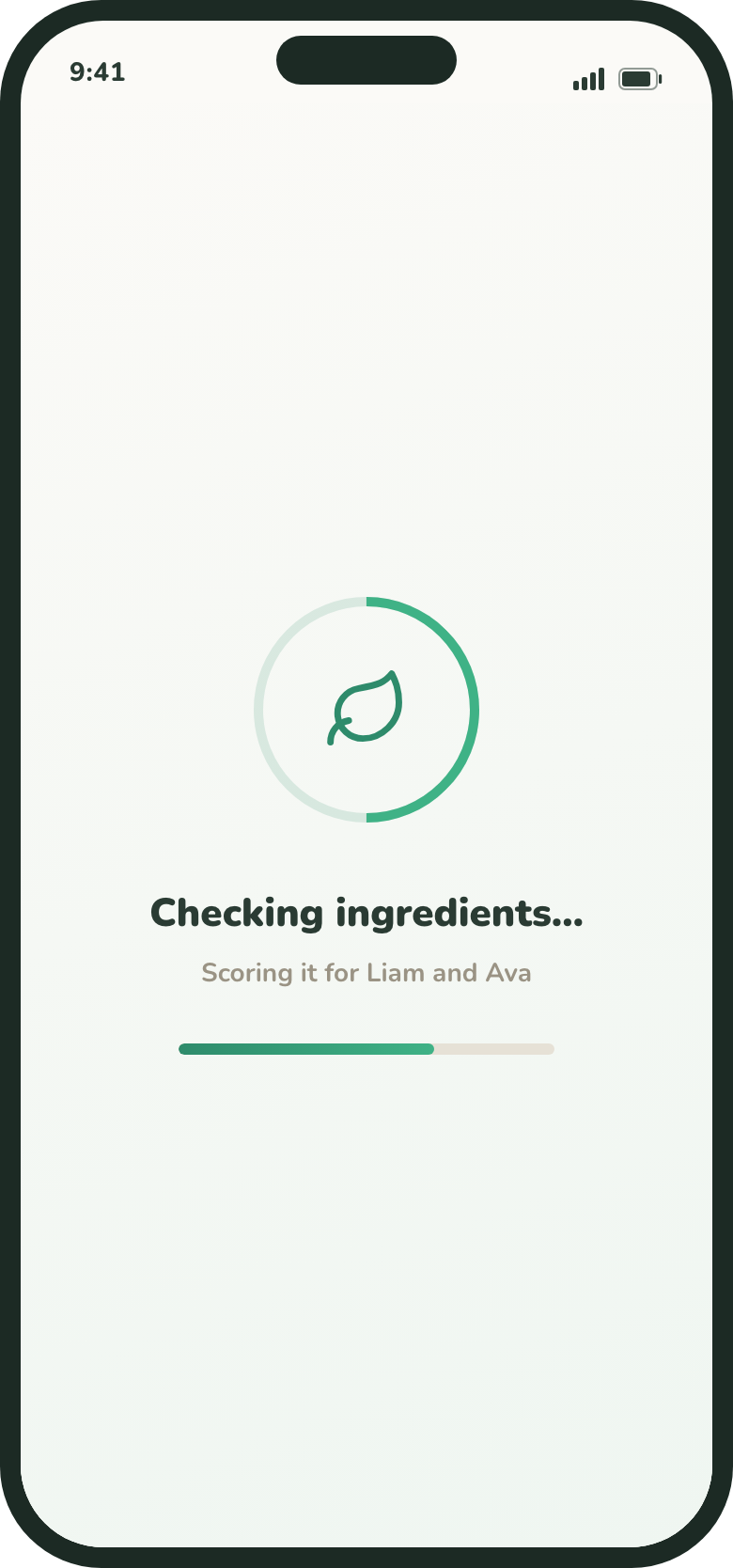 Analyzing screen with a spinner