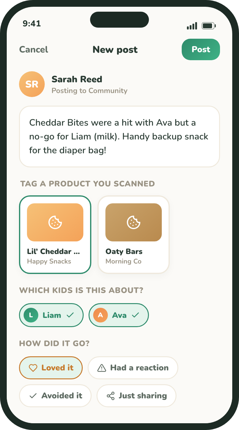 Compose a new community post screen