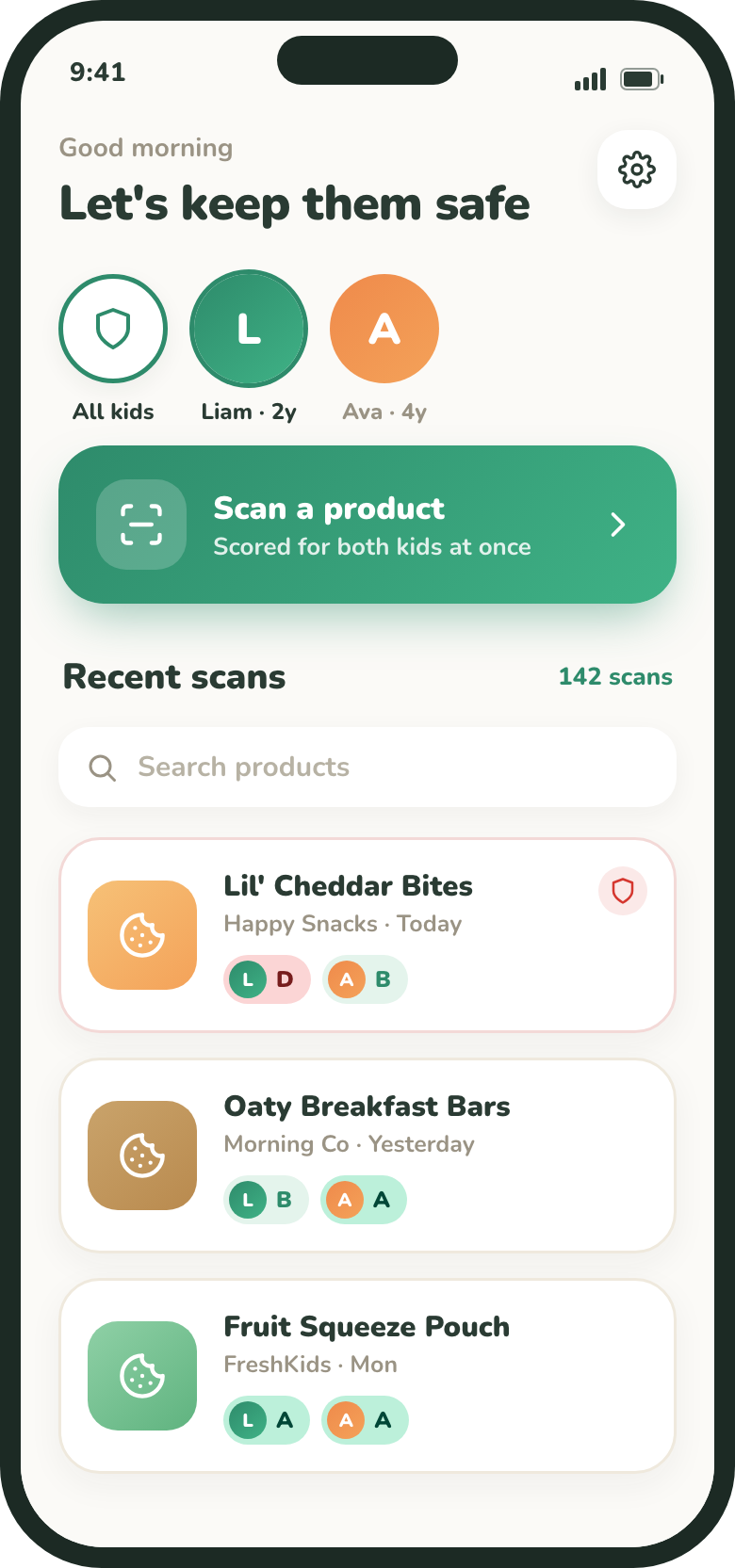GreenCheck Home screen with the Scan a product button